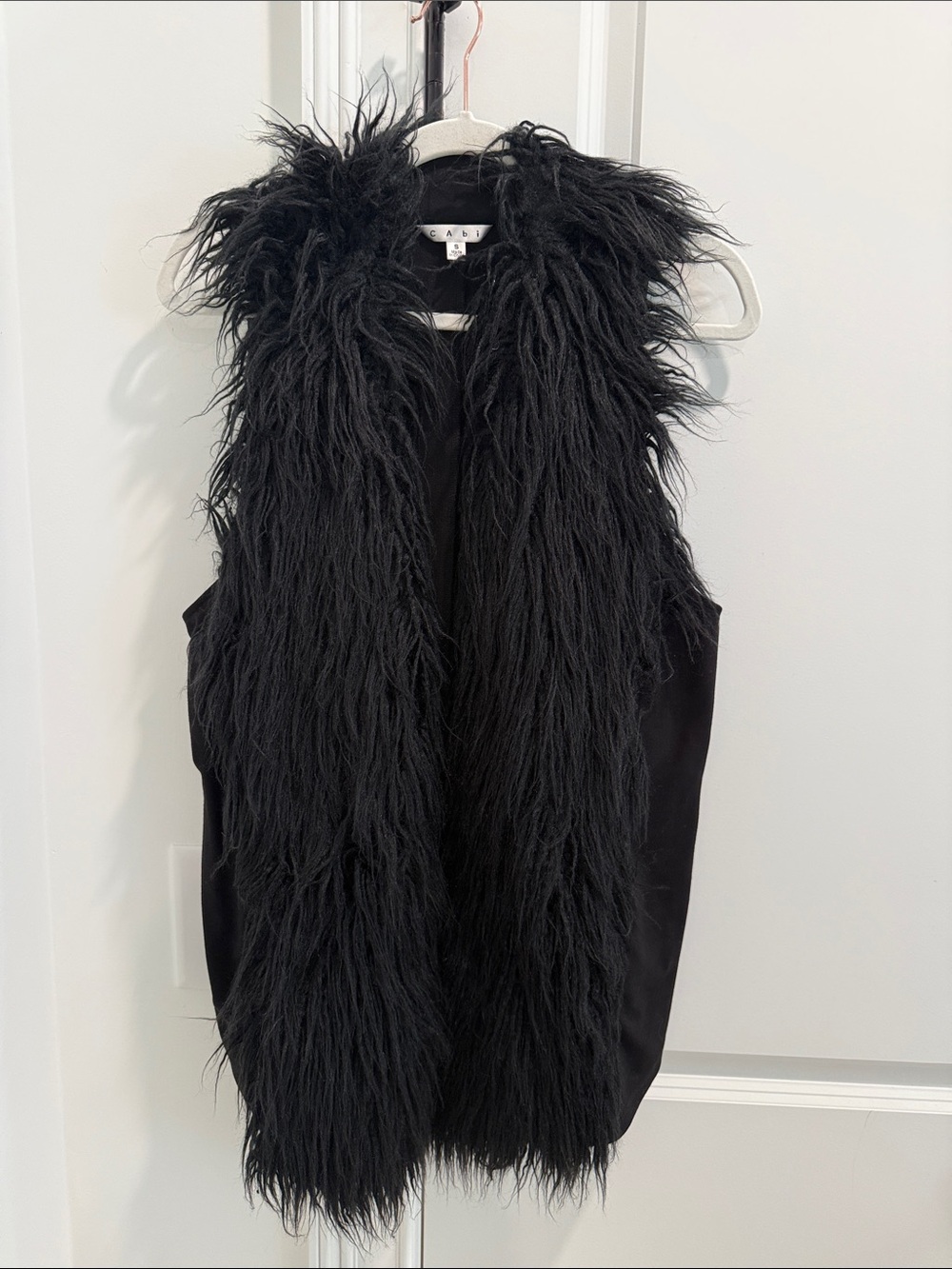CAbi Black Faux Fur Shaggy Vest